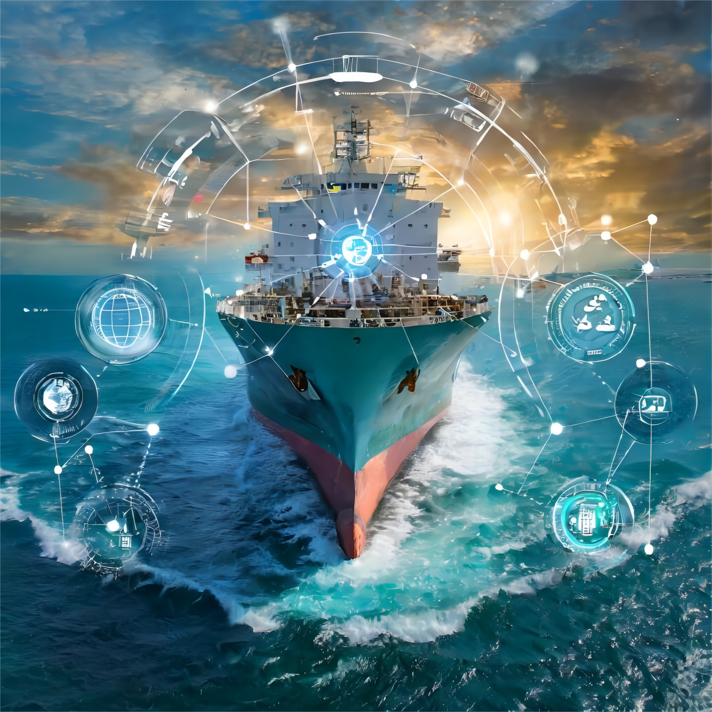Cargo ship and logistics hub representing china logistics company global germany services