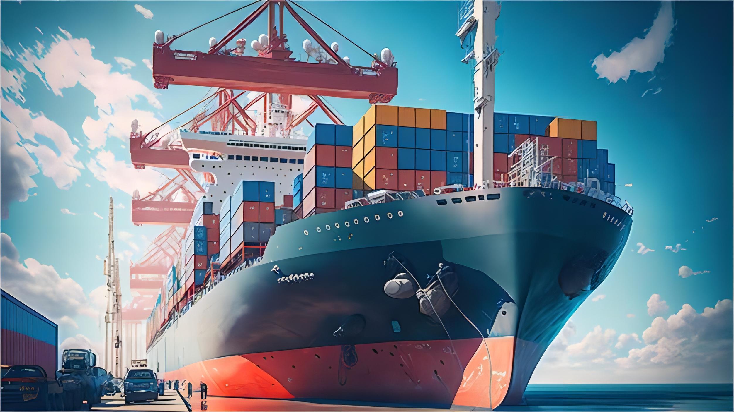Cargo ship transporting containers from China to Canada via Spain