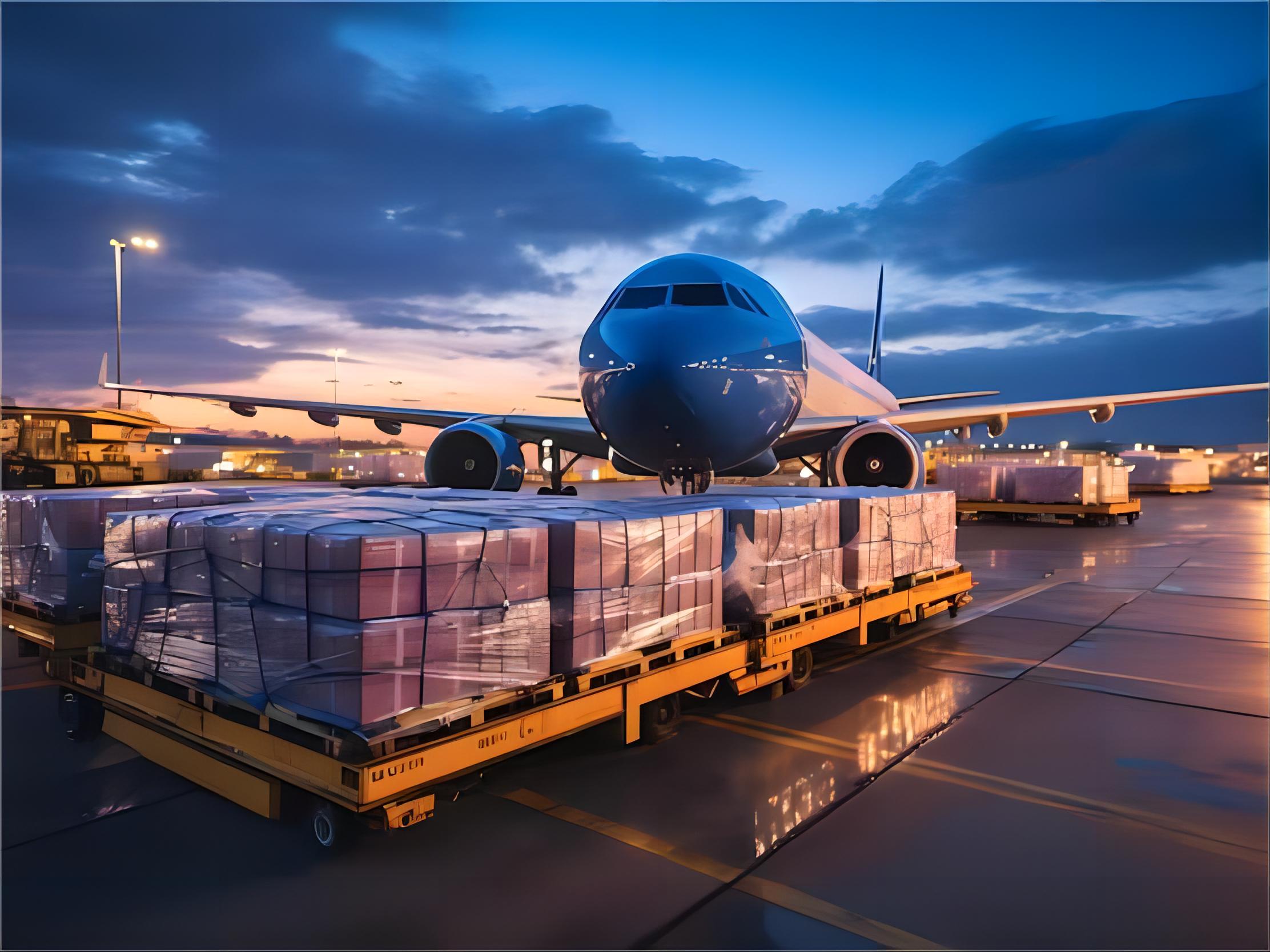 Cargo plane being loaded with freight from China for transport to the UAE