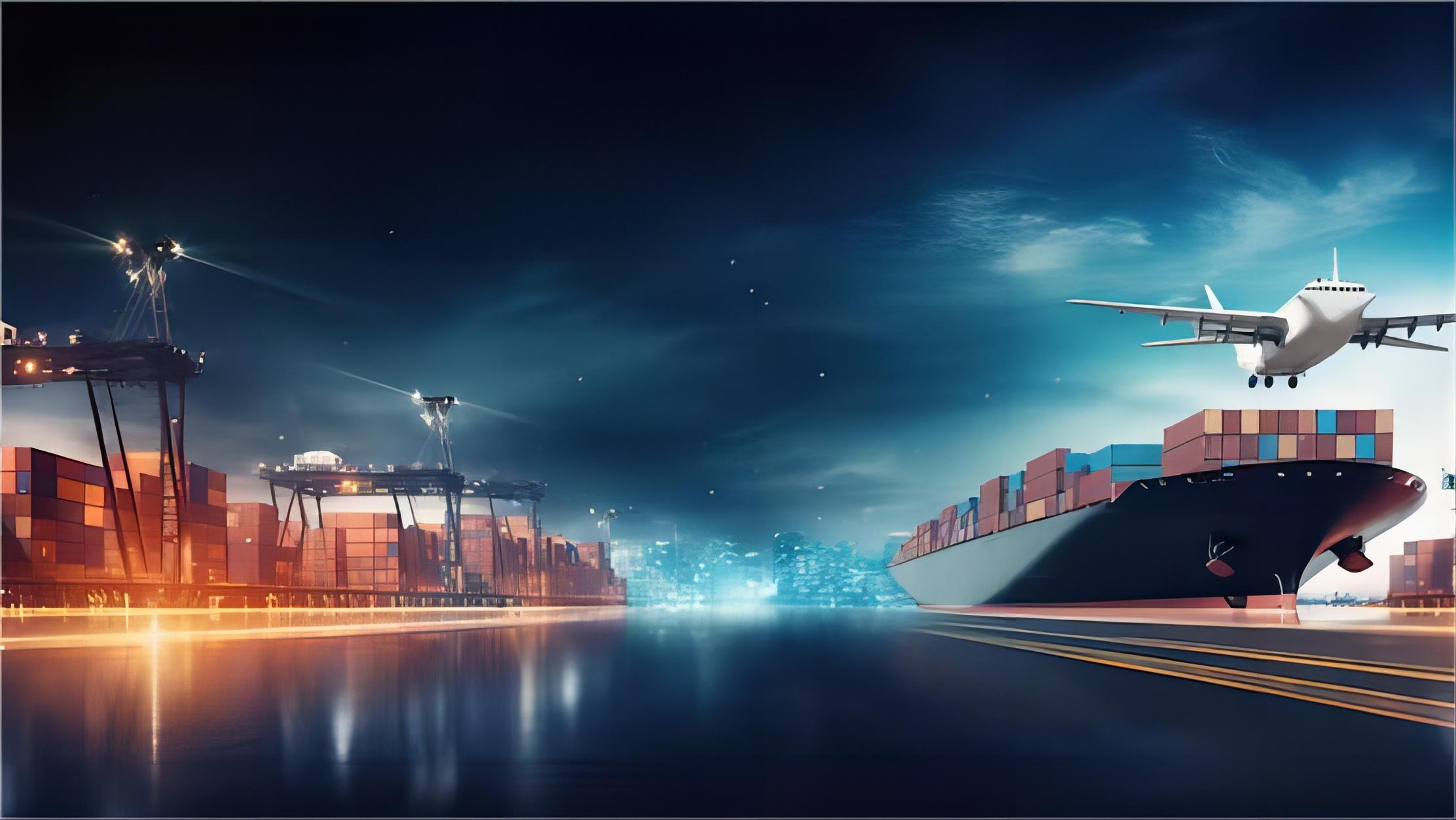 Commercial cargo being loaded onto a container ship in a busy Chinese port