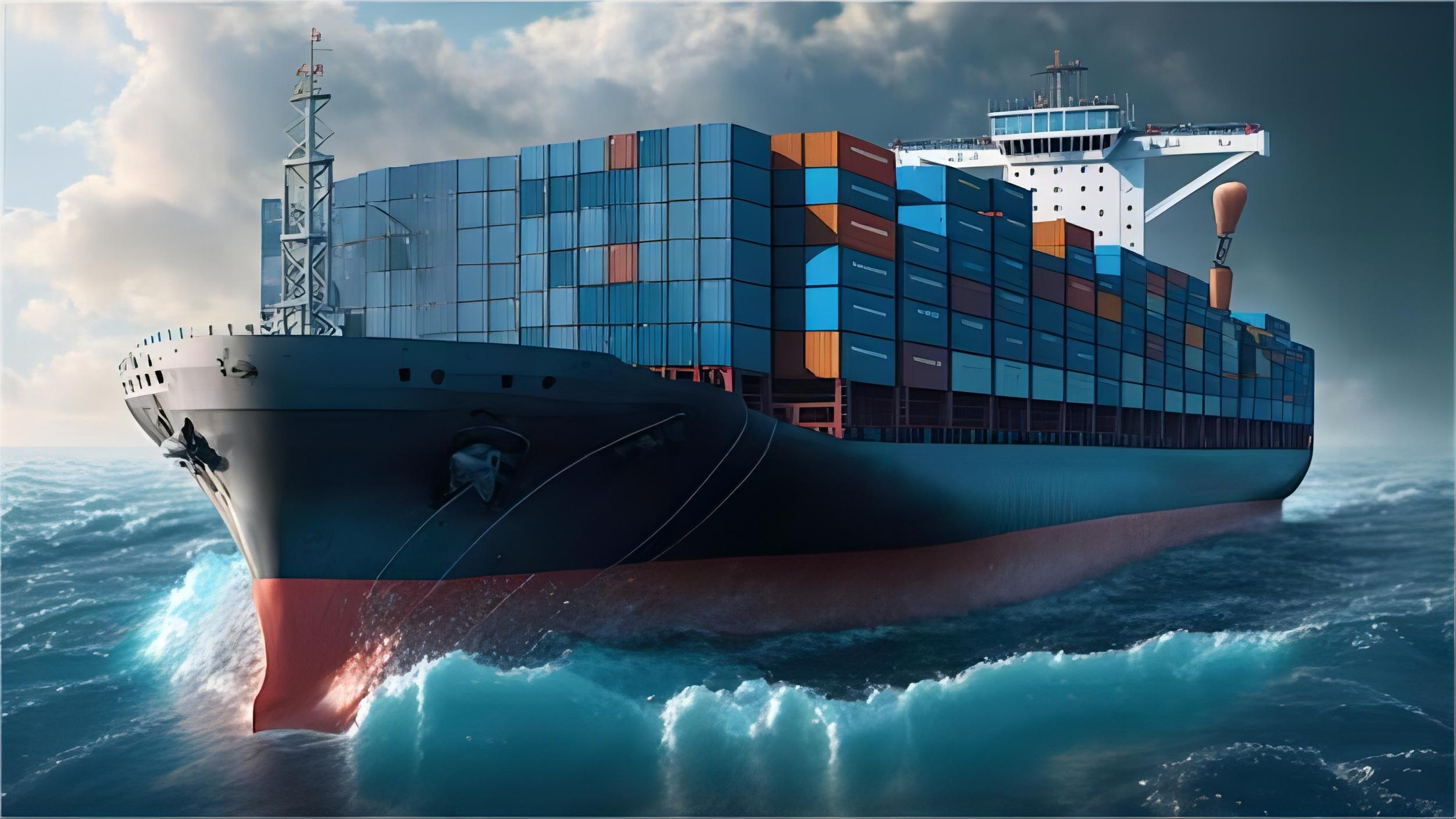 Container ship loading at a major Chinese port for global export