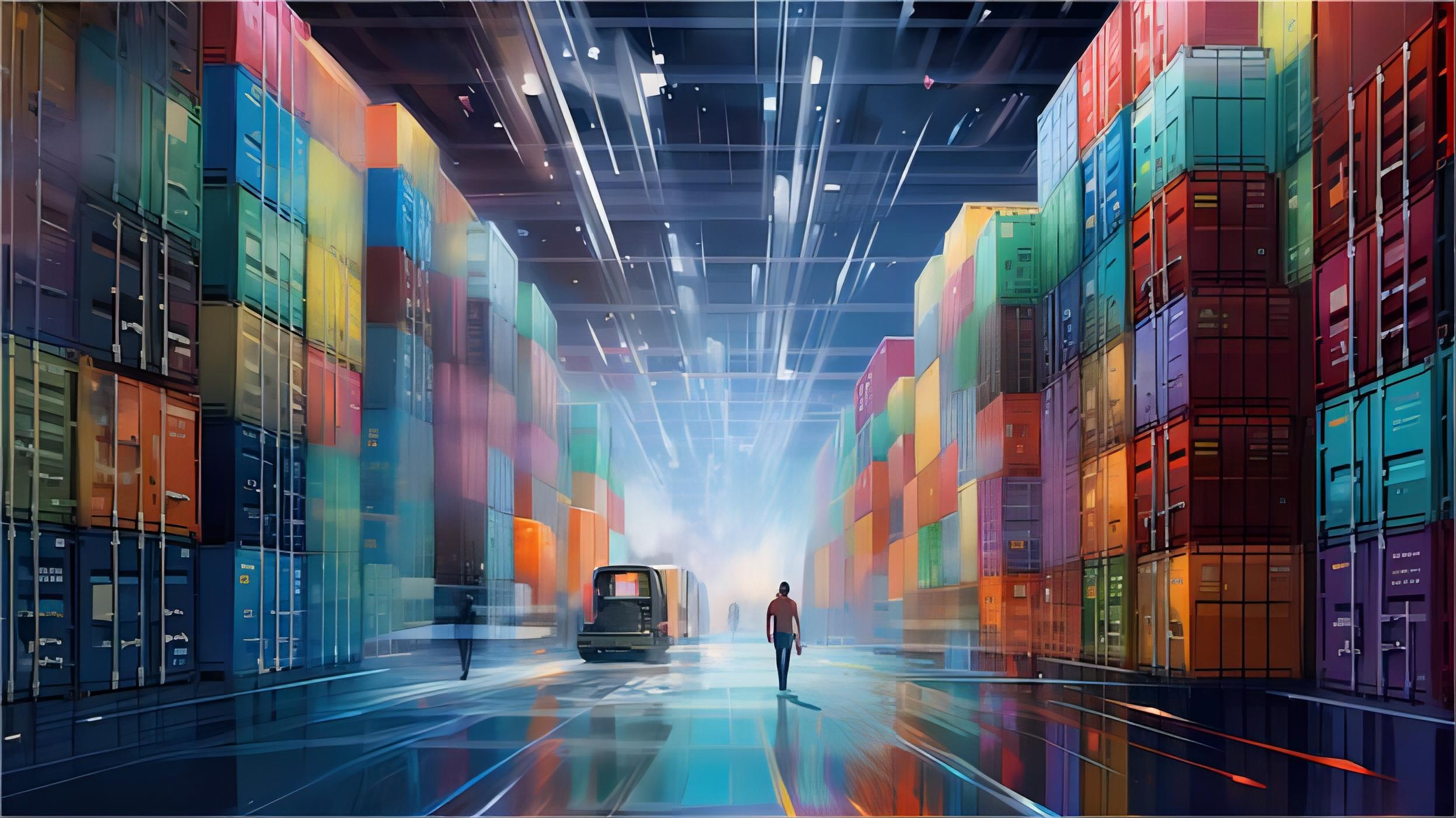 Warehouse workers preparing shipments for global distribution