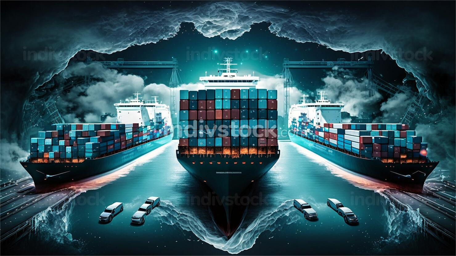 Container ship departing a Chinese port for Mexico