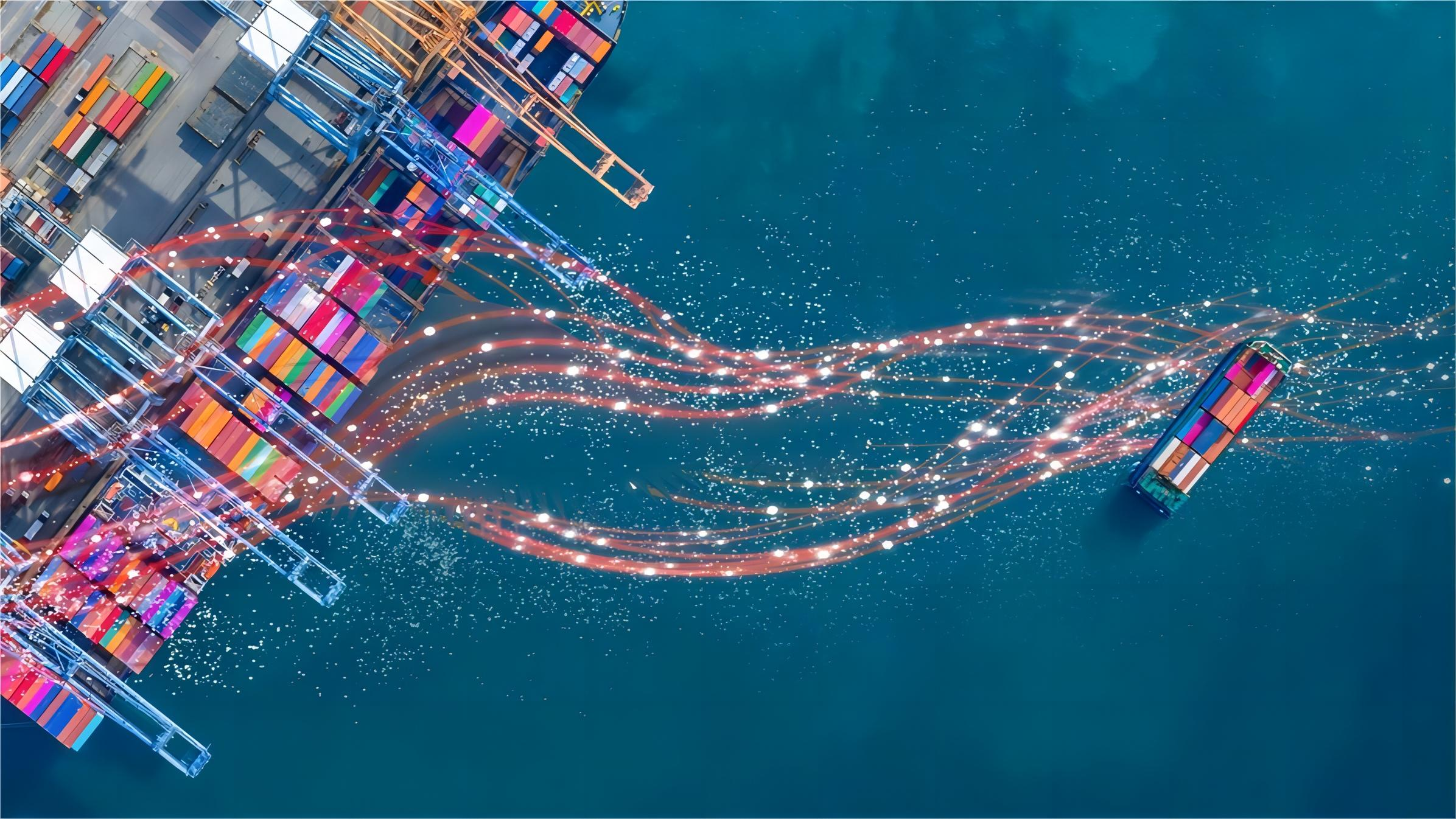 Cargo ship at a busy Chinese port representing 2026 freight logistics