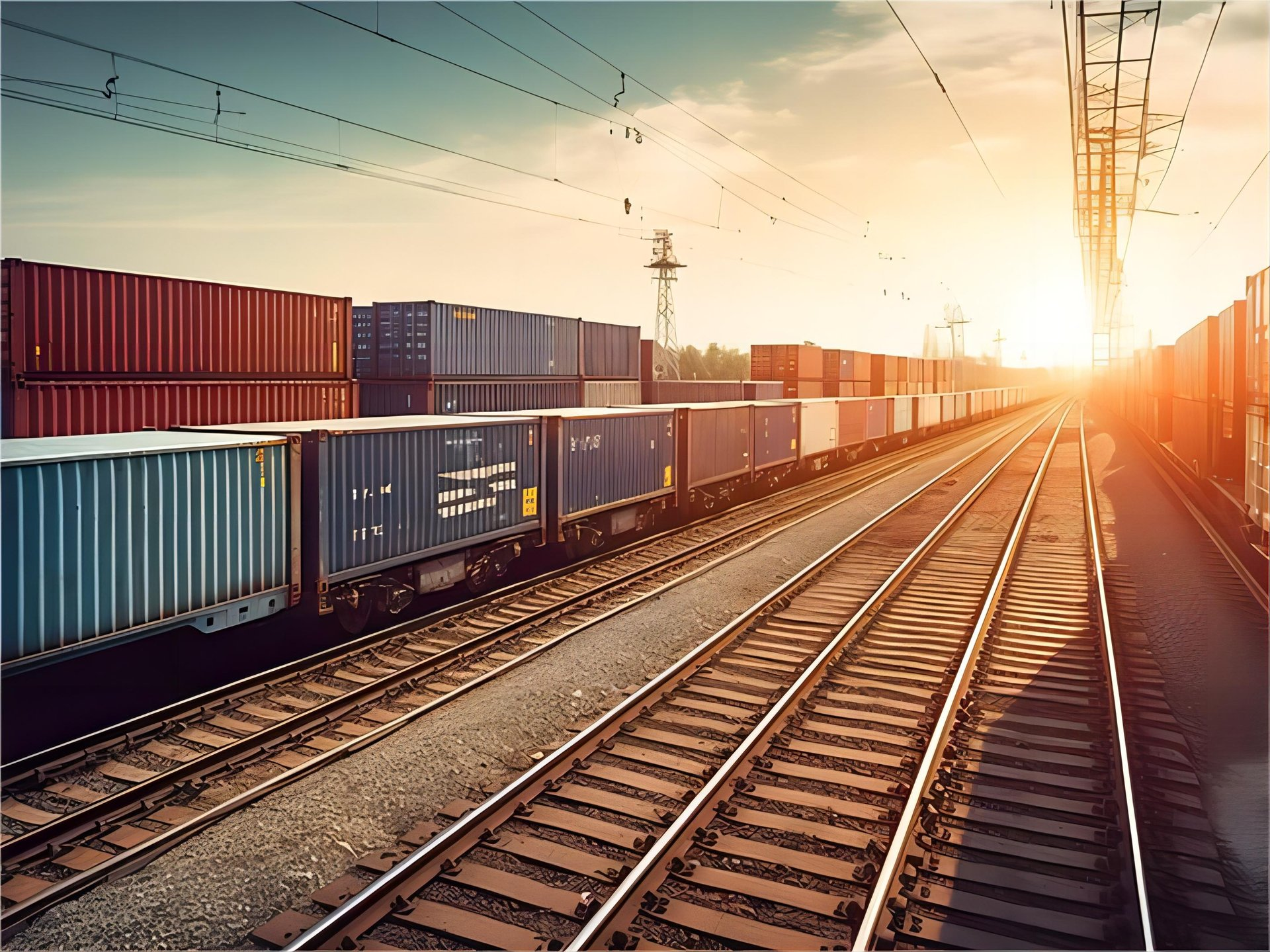 Modern freight train on the Silk Road route representing premium service