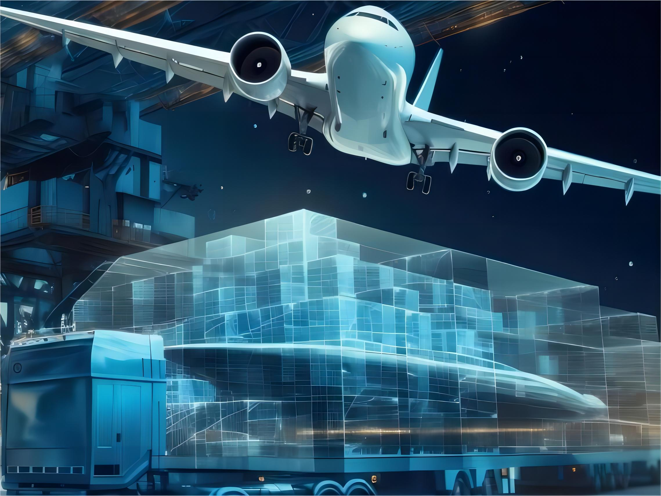 Air freight cargo plane being loaded at Shanghai Pudong Airport