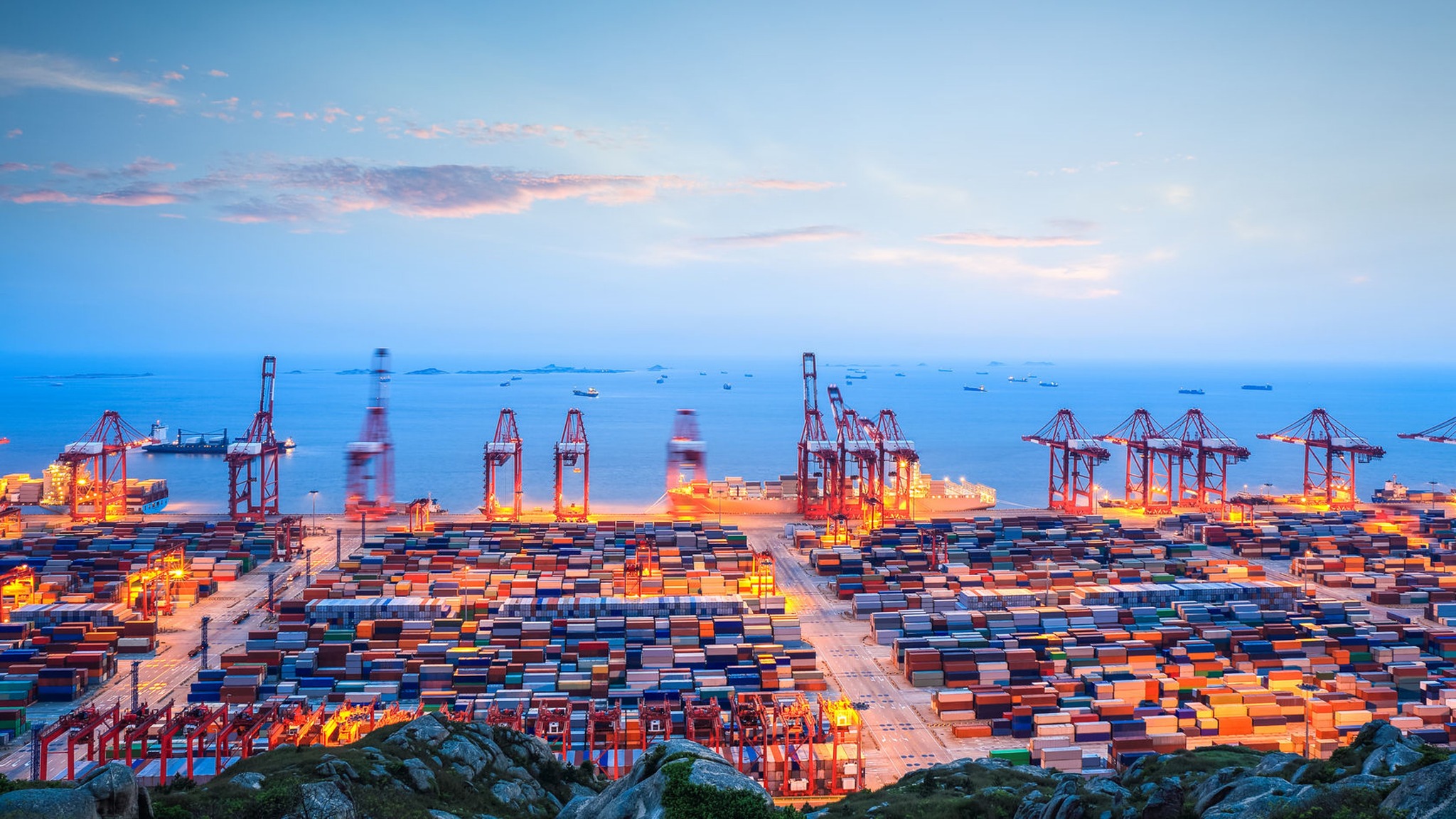 Cargo ship transporting containers from China to the USA