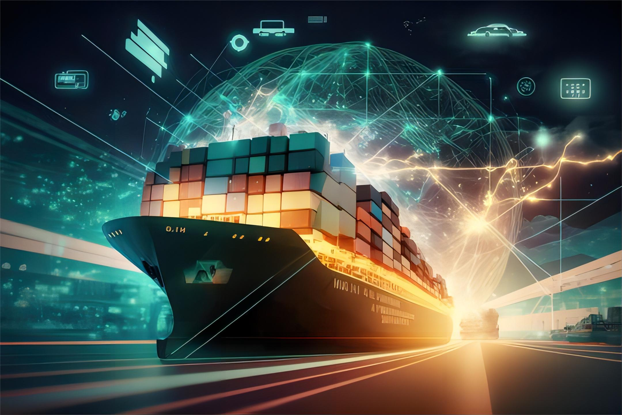 Global logistics map showing routes from China to North America
