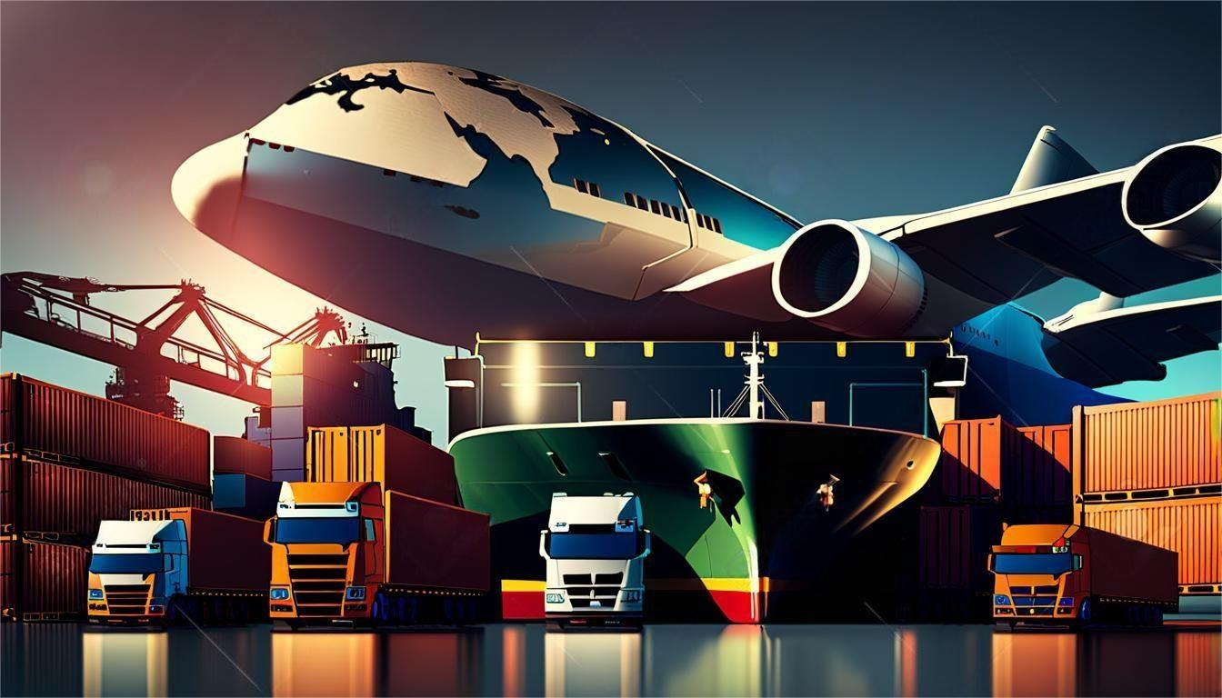 Cargo ship transporting containers across the ocean